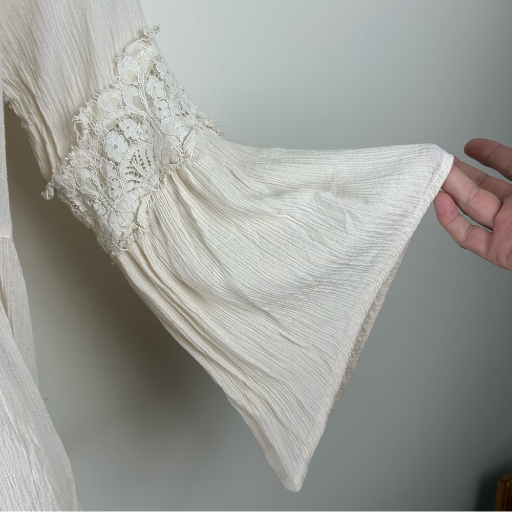 Vintage Hollister Laceup Blouse S Boho Fairy Anglecore Festival Beachy Whimsical - Picture 8 of 12